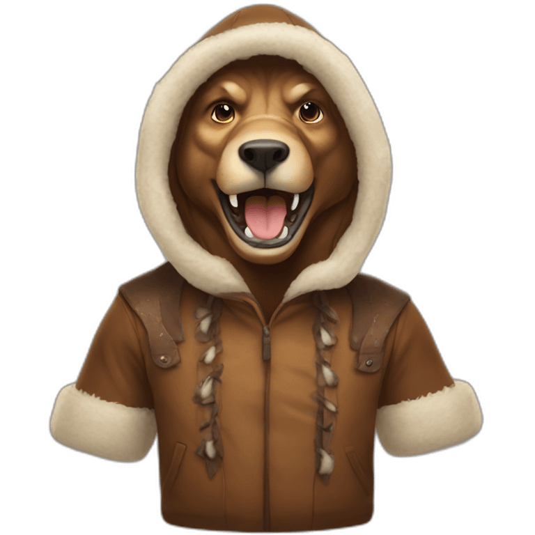 trex wearing brown eskimo outfit portrait emoji