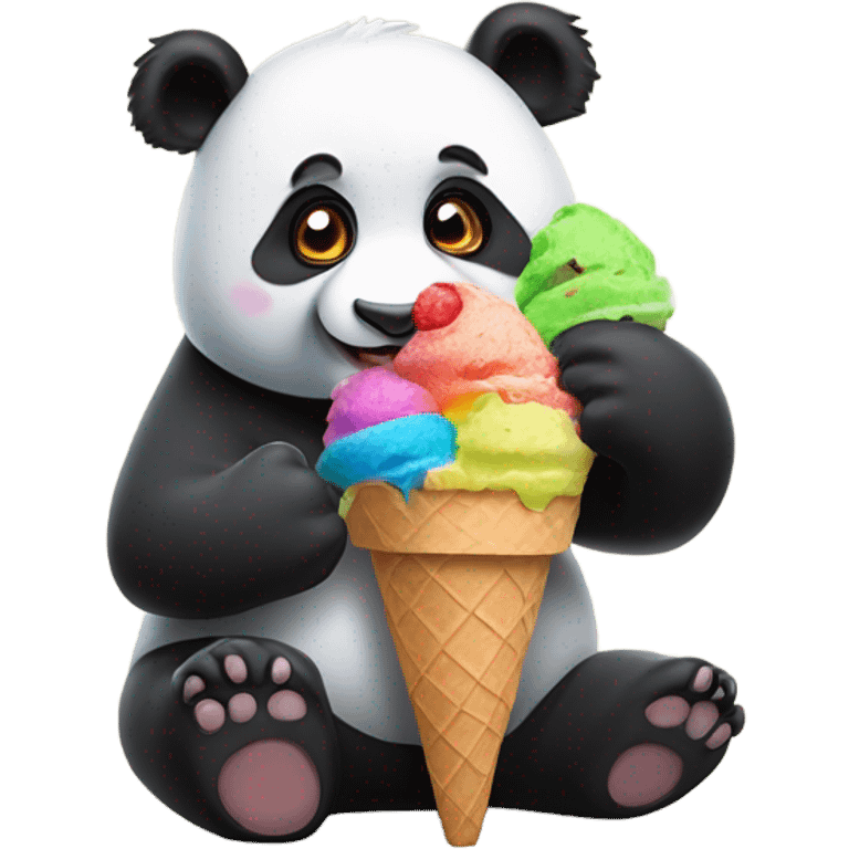 Panda eating ice cream emoji