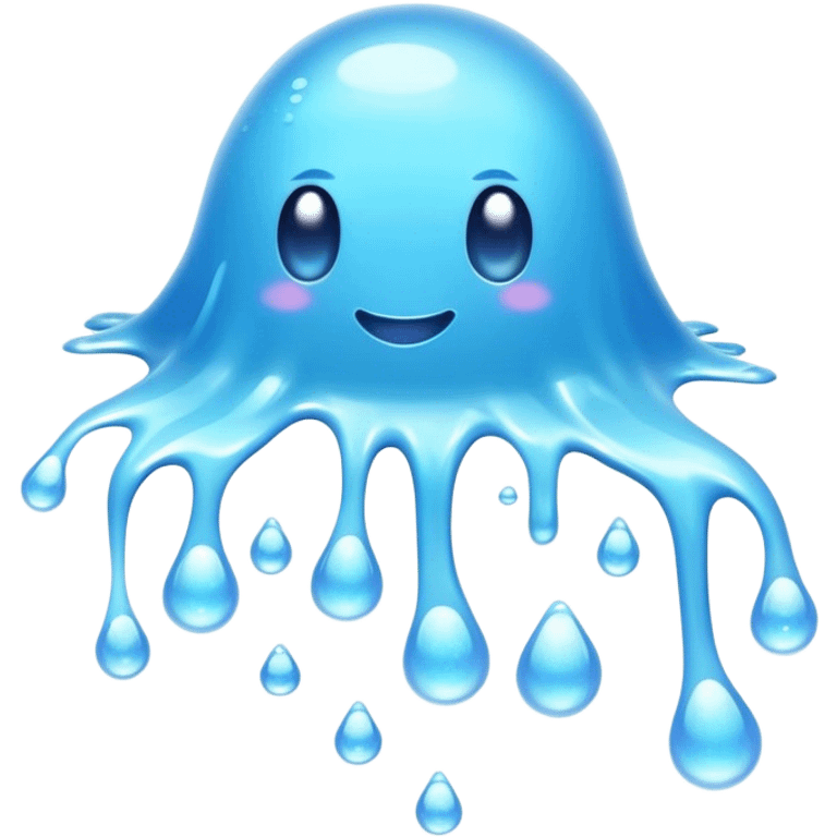 Cinematic Realistic Clear Blue Slime, glossy and translucent with a soft blue hue, light reflecting off its smooth surface, subtle bubbles trapped inside, slightly jiggling with movement, delicate highlights enhancing its wet and squishy texture, glowing with a soft, magical aura. emoji