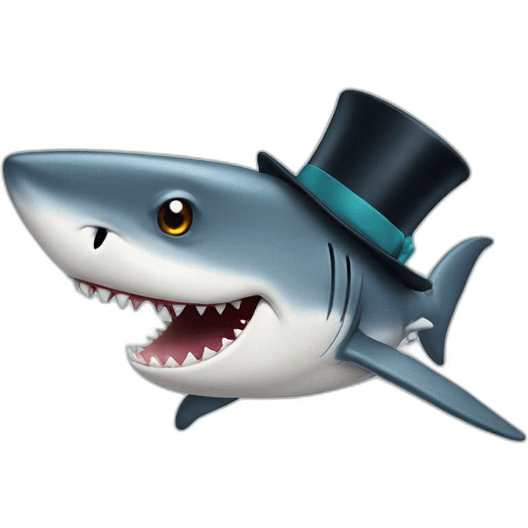 Shark with a top hat emoji