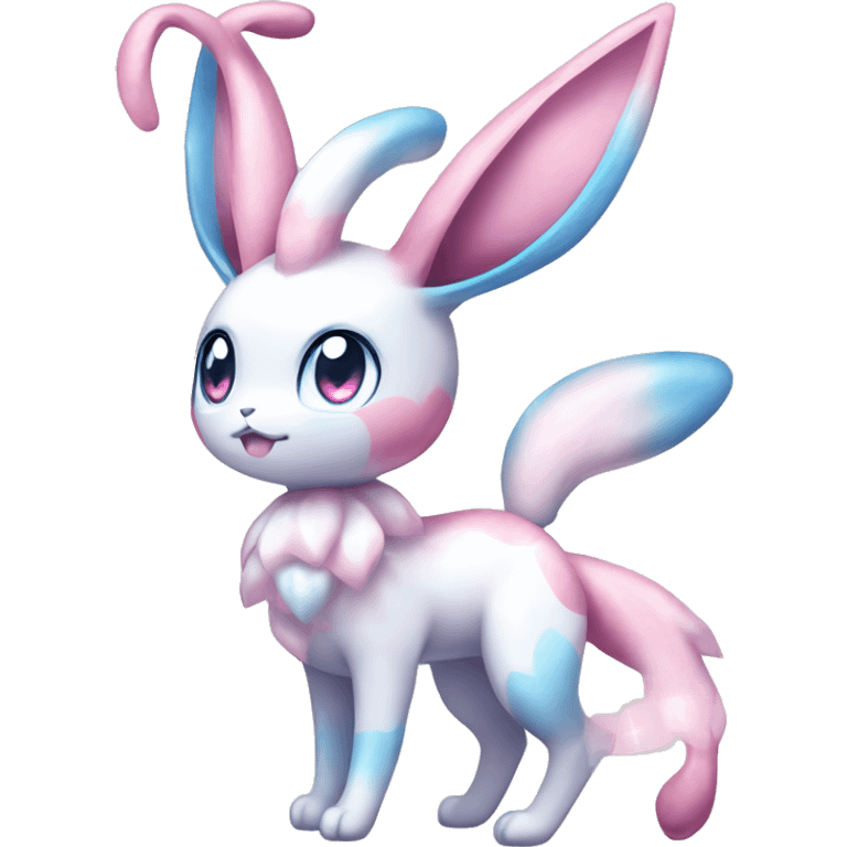 Kawaii Gorgeous Beautiful Shiny Sparkly Sylveon-Pokémon full body emoji