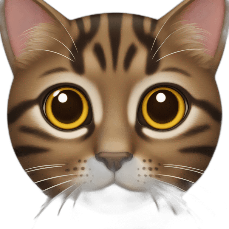 dark brown tabby cat face emoji