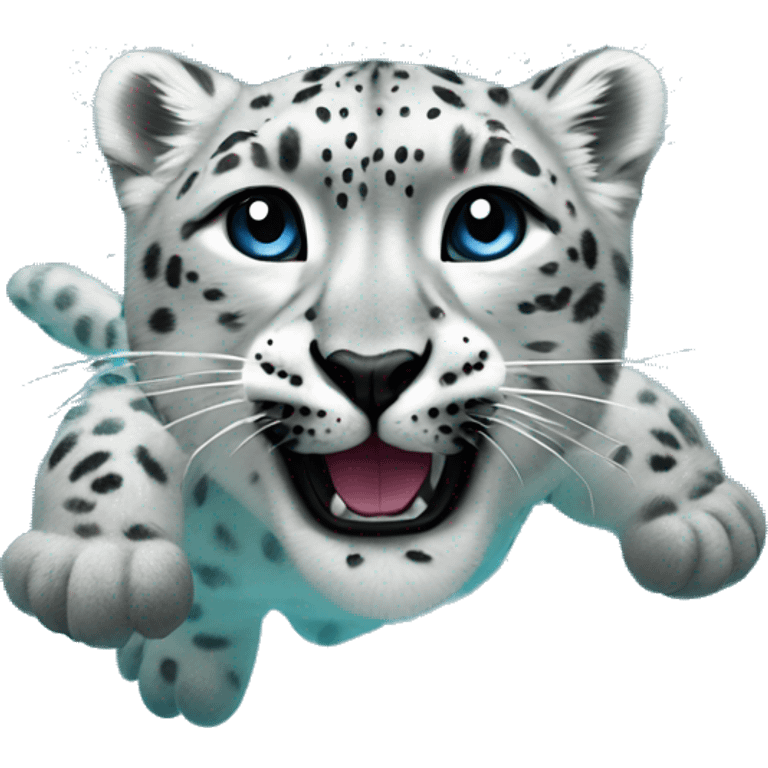 snow leopard and swimming emoji