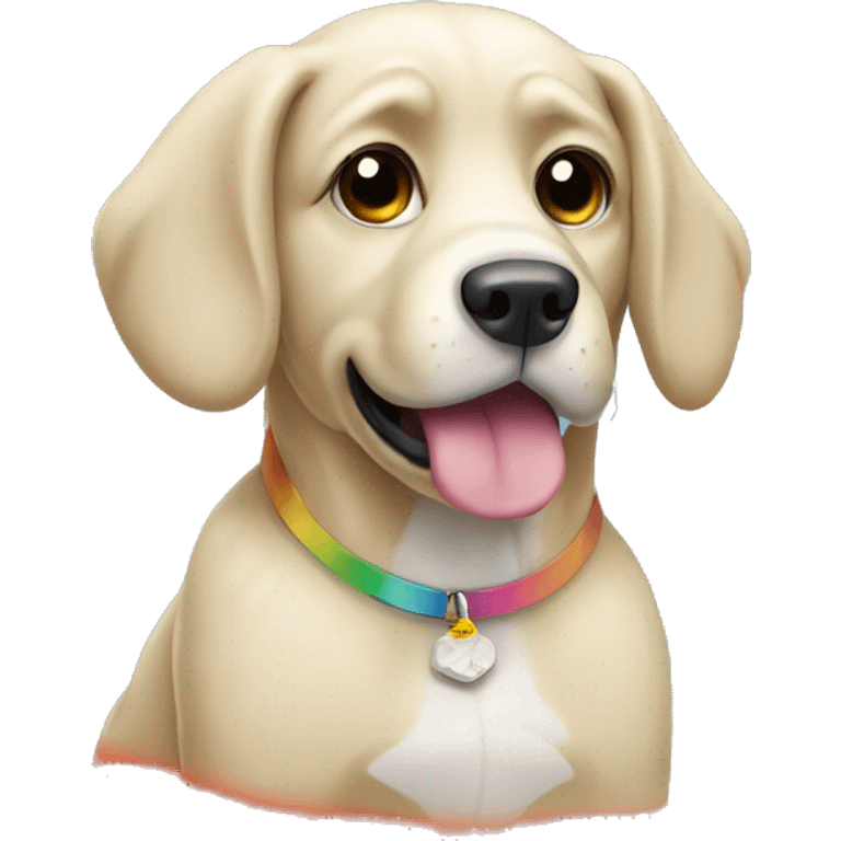 dog with a rainbow and sad f emoji