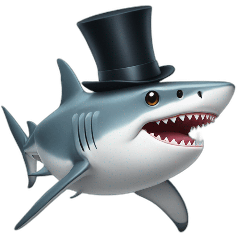 Shark with a top hat emoji