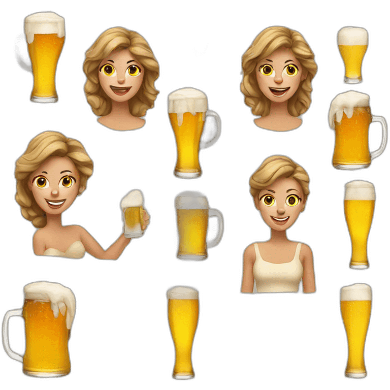 Woman, beer, fun emoji