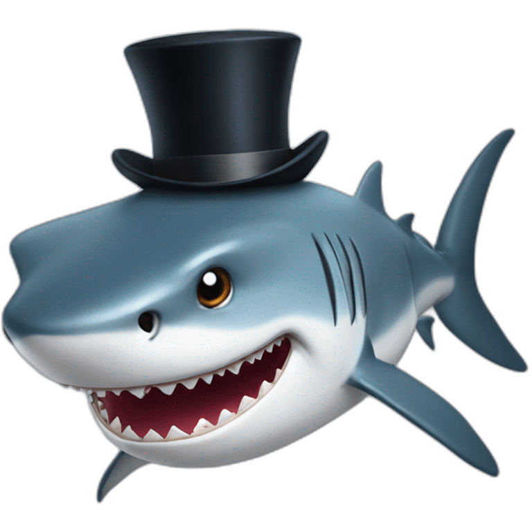 Shark with a top hat emoji