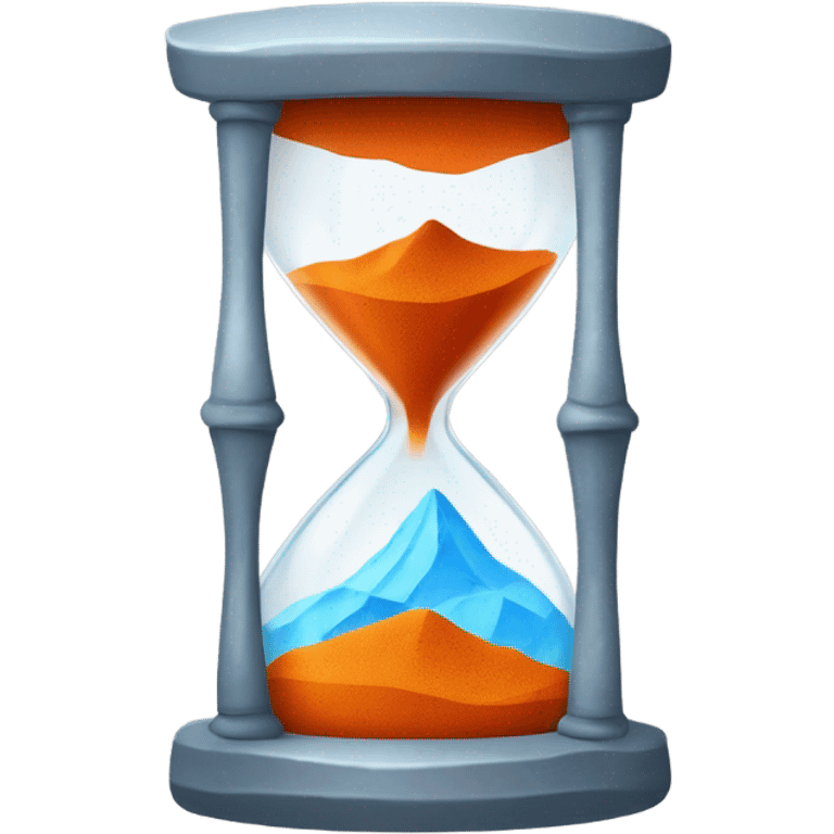 Design three consistent hourglass emojis:  
1. Dead: Empty, cracked stone texture.  
2. Fire: Half-filled, glowing orange/red sand.  
3. Ice: Full, frosty blue/white sand.  
Minimalistic and clean style. emoji