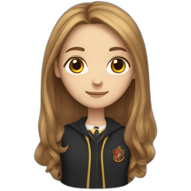 girl with long lightbrown hair, dreesed up as harry potter emoji