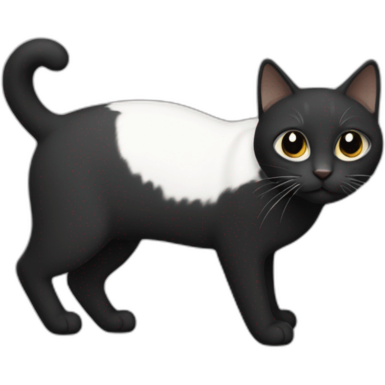 A black one side and the white the other cat emoji