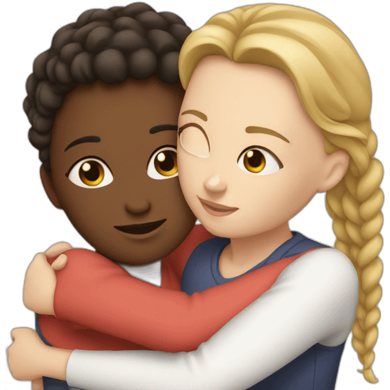 Two white girl hugging each other  emoji