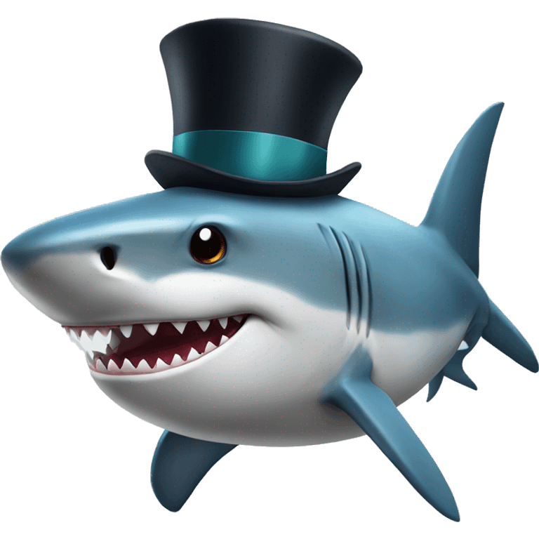 Shark with a top hat emoji