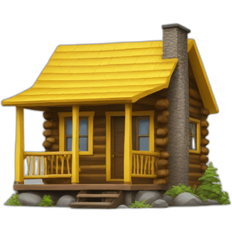 Cabin with yellow armchair on porch emoji