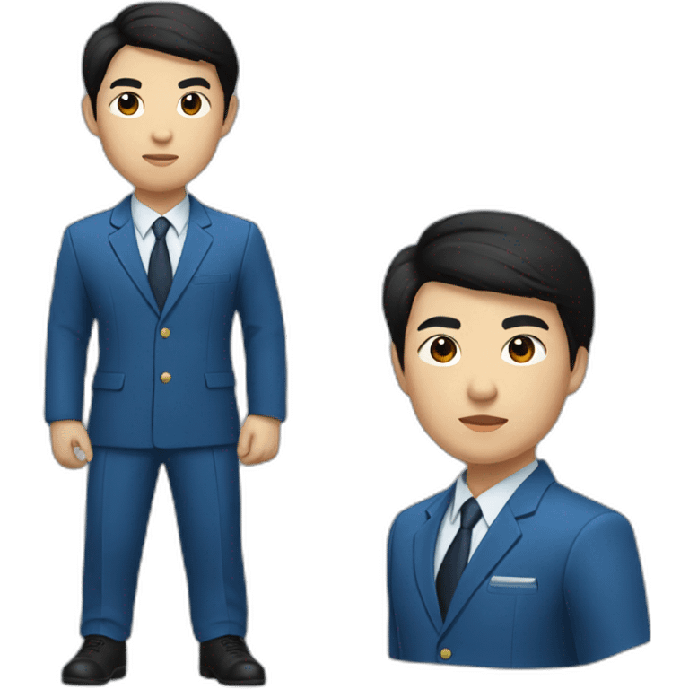 young asian deputy in blue suit and very short black hair emoji