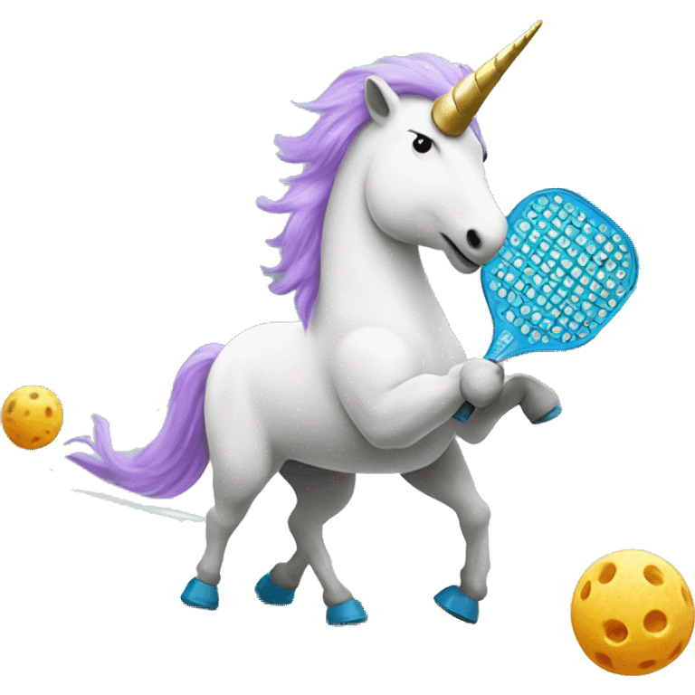 Unicorn playing pickleball emoji