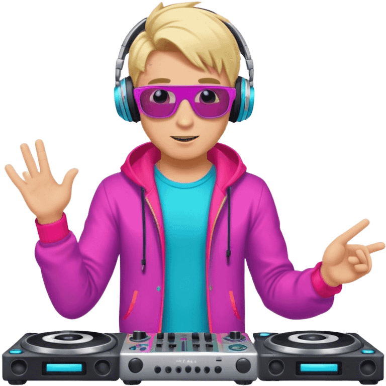 blond man dj playing in colorful outfit emoji