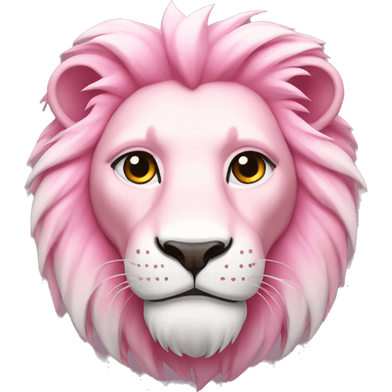 Pink and white lion emoji