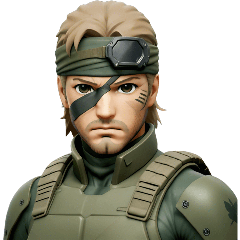 Cinematic Realistic Metal Gear Solid Snake Soldier Portrait, depicted with steely determination and tactical precision. Clad in intricately detailed combat attire in consistent muted greens, browns, and blacks, his rugged, weathered features and piercing eyes exude relentless resolve. Rendered with lifelike texture and dramatic, natural lighting, high shine, noble and stealthy, capturing the essence of a legendary soldier operating in the shadows. emoji