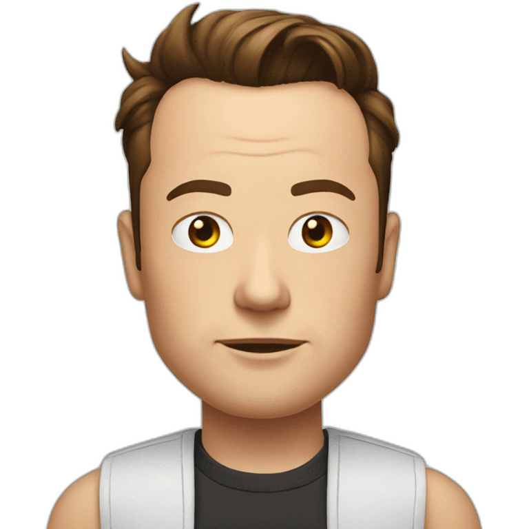 elon musk with an x tattoo on his forehead emoji