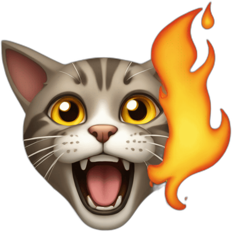 Cat yells flames emoji