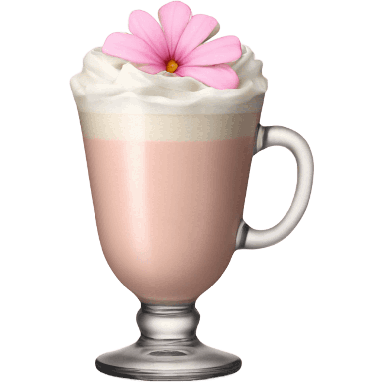 Light Pink latte classy in glass with flower emoji