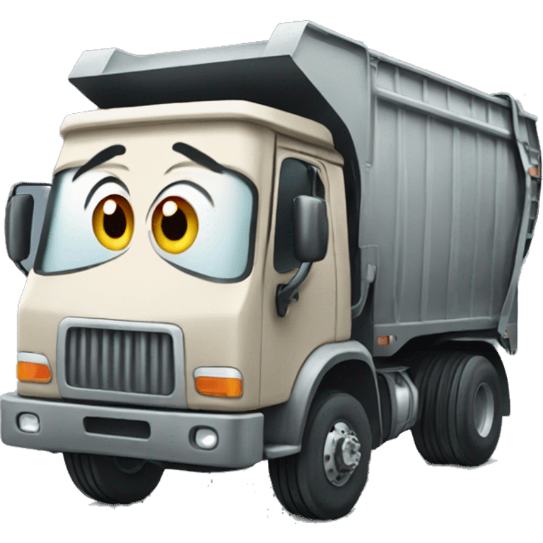 Garbage Truck with a funny face emoji