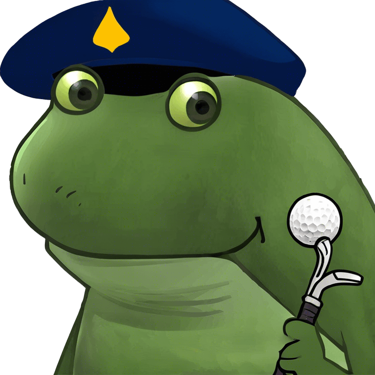 Bufo at work thinking about golf emoji