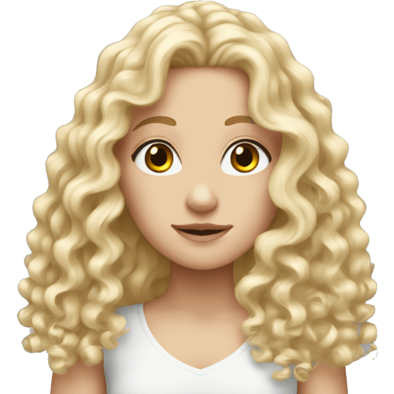 white girl with really curly very long blonde hair emoji