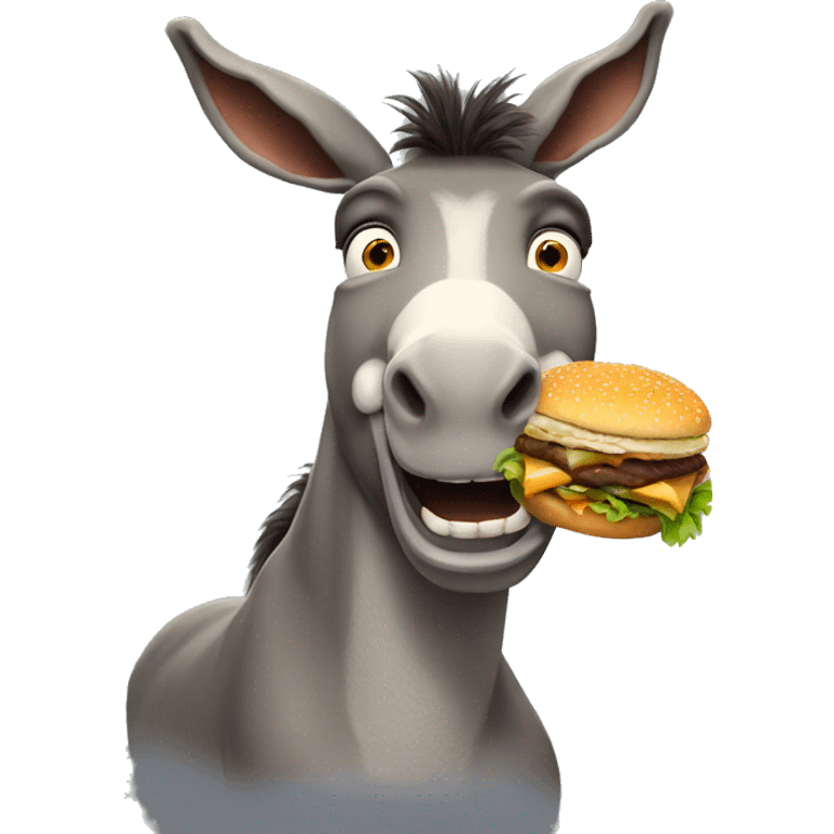 Donkey from shrek eating hamburger  emoji