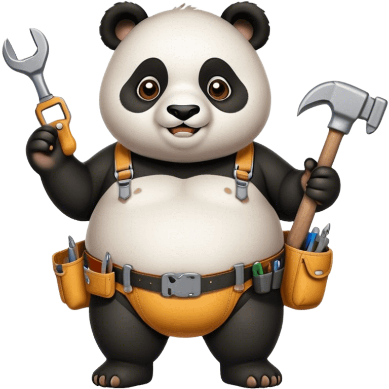 Chubby panda with tool belt emoji