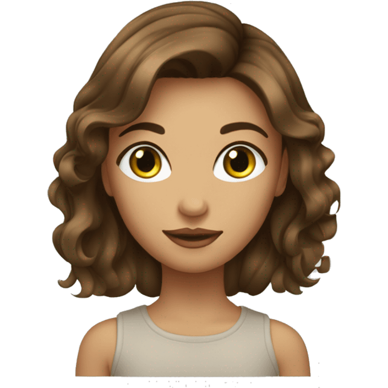 Fille cheveux bruns au carré yeux verts emoji