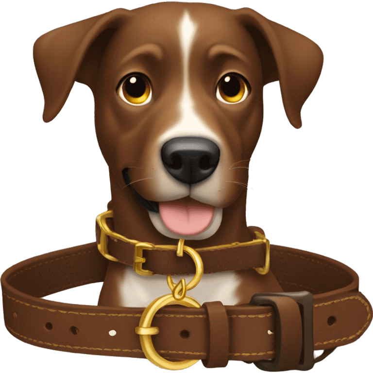 Brown dog collar with golden ring  emoji