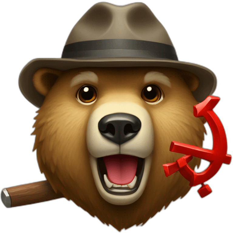 bear wearing a hat with a hammer and sickle emoji