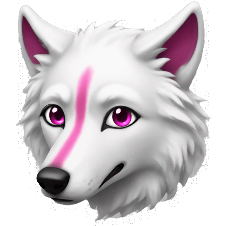 white wolf with dark pink eyes christmas  emoji