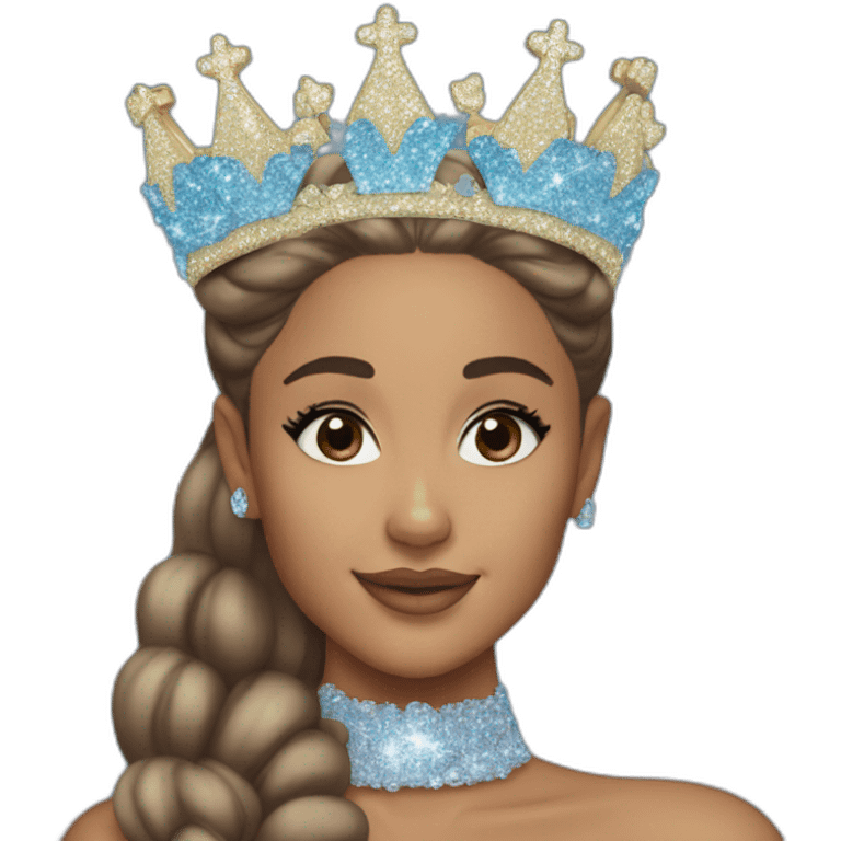 ariana grande wearing a blue sparkling crown emoji