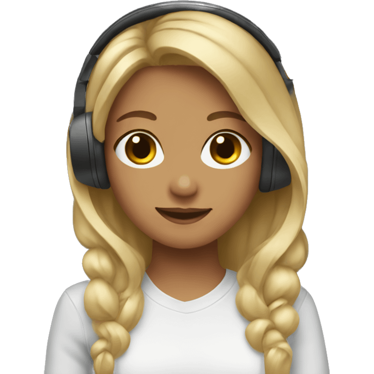 Girl with blonde and brown hair with headphones emoji