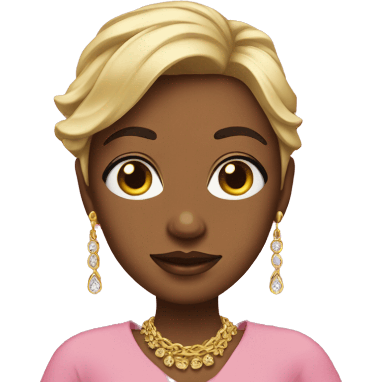 A person whit pink dress and gold jewelry and ear rings emoji