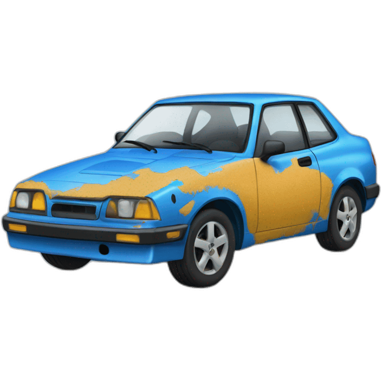 scratched up blue car emoji