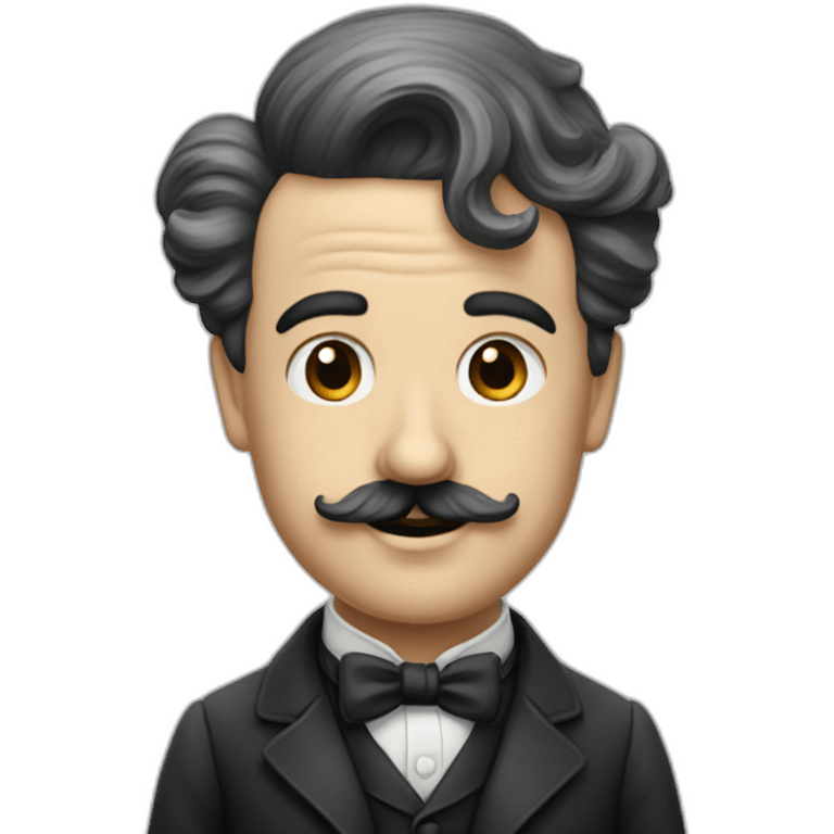 Charlie Chaplin without hat and with a moustache and placked hairs emoji