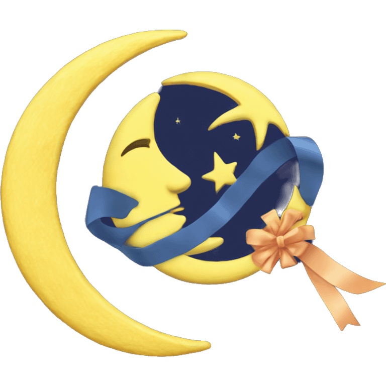 yellow full moon with ribbon emoji