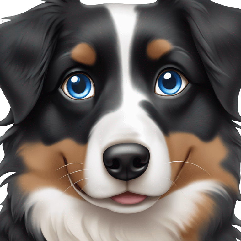 Mini black tri-colored Australian Shepherd with blue eyes ￼ emoji