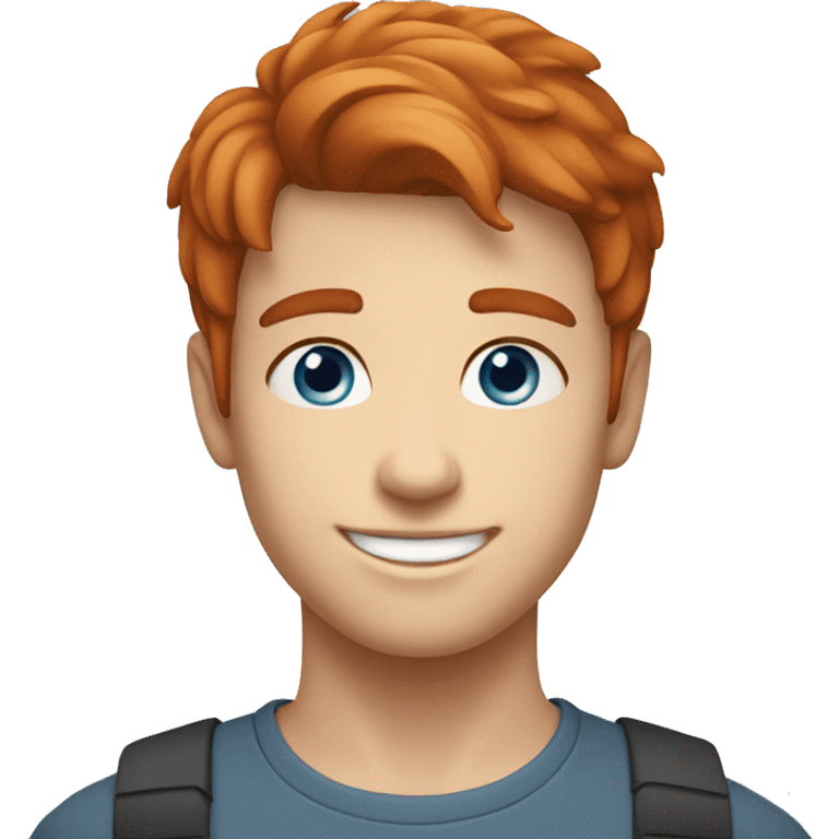 young guy smiling with blue eyes and short Redhead straight hair emoji