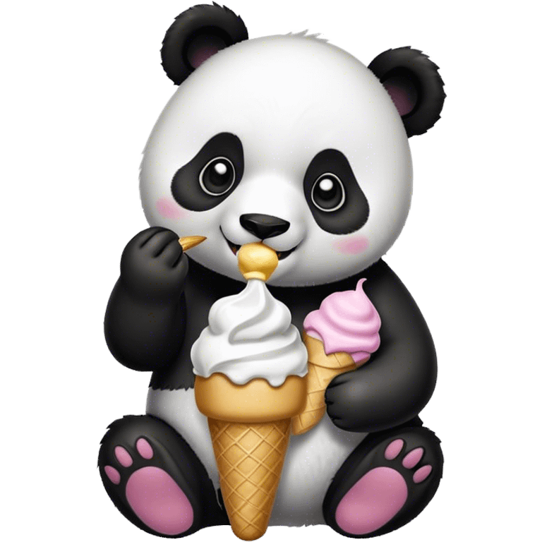 Panda eating ice cream emoji