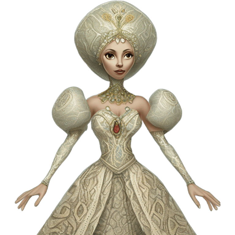 a Reptilian alien woman full body in Romanov dress emoji