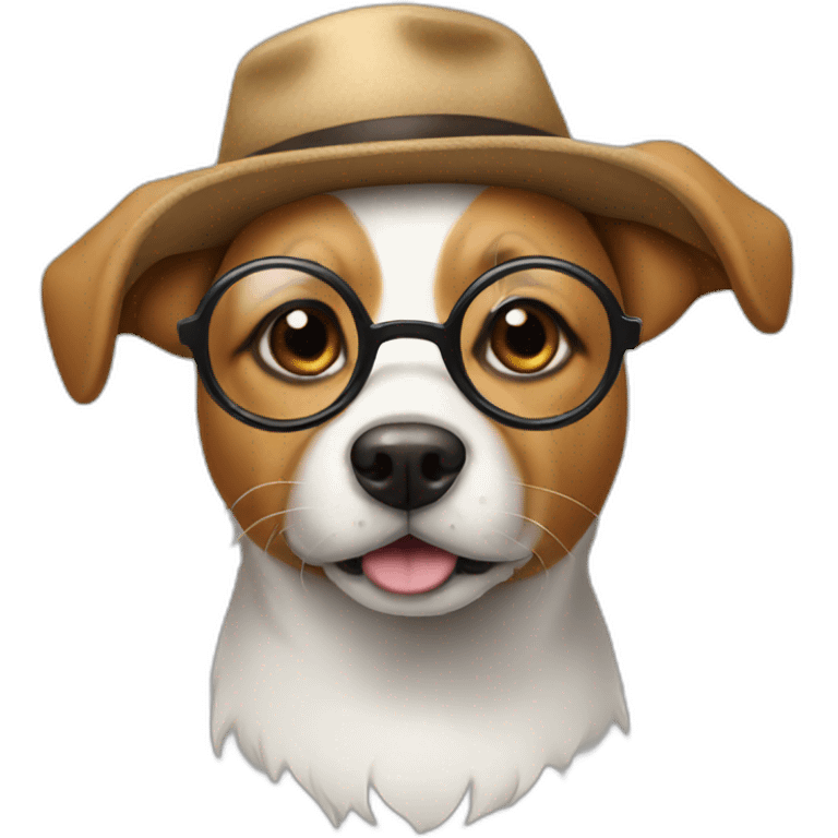 dog with glasses and hat emoji