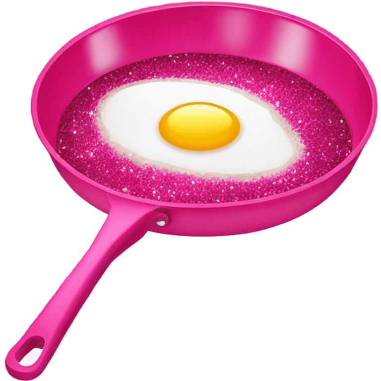 Hot pink frying pan with glitter cooking egg  emoji