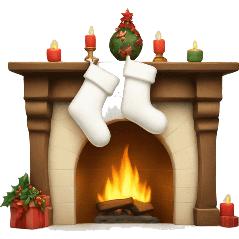 Cream stocking on fireplace emoji