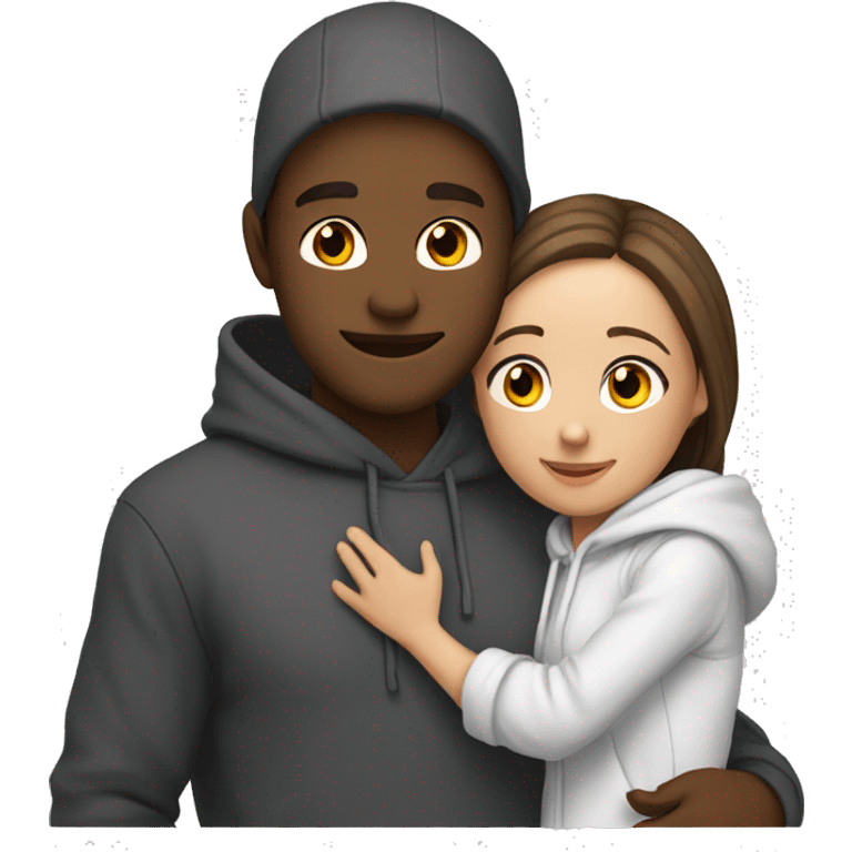 An emoji of a man wearing a white hoodie, standing next to his sister. He is hugging her warmly, showing a close sibling bond emoji