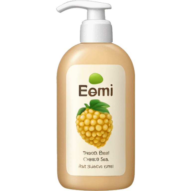 beige shower gel with a brand of lichi emoji