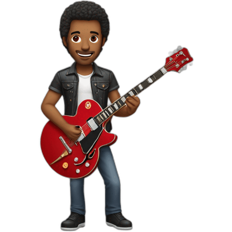 Man with a red epiphone casino guitar emoji